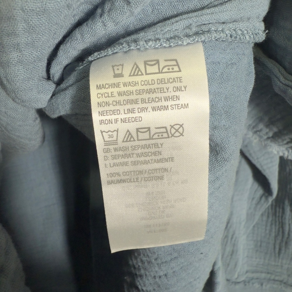 Belle by Kim Gravel Women's Top Blue Cotton Gauze Button Down Raw Hem – Size 2X‎ - Picture 7 of 9